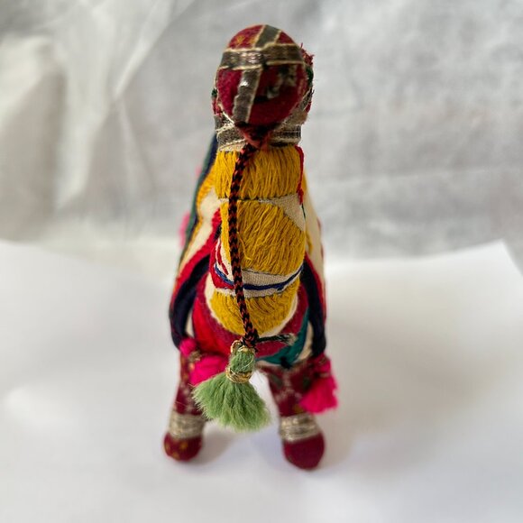 Vintage Hand Crafted Stuffed Raj Cotton Embroidered Camel Toys Made in India - Picture 3 of 11